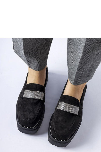   Czarne mokasyny z eko-zamszu Nicholls z cyrkoniami - Solea 