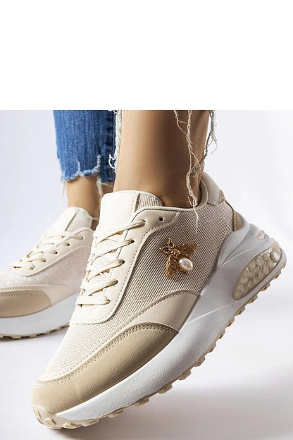   Beżowo-białe sneakersy z ozdobną nitką Acciano - Solea 
