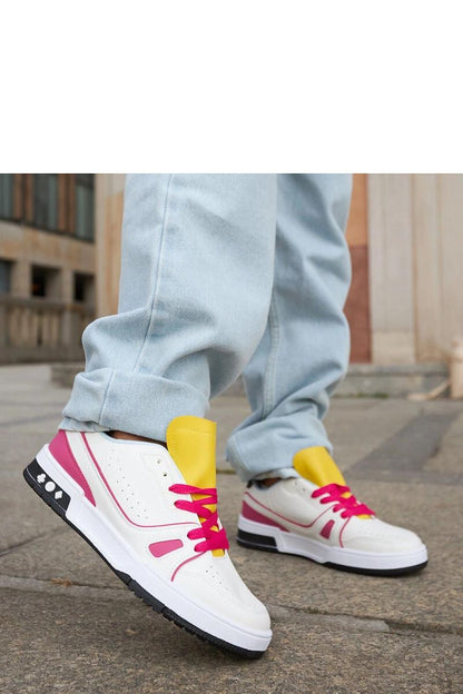   Biało-różowe sneakersy z żółtym językiem Archie - Solea 