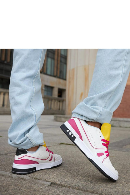   Biało-różowe sneakersy z żółtym językiem Archie - Solea 