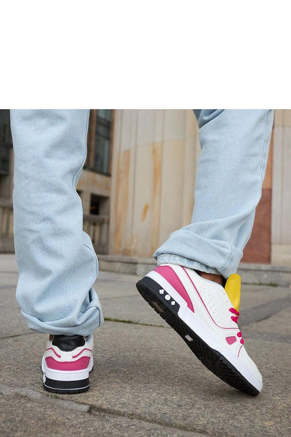   Biało-różowe sneakersy z żółtym językiem Archie - Solea 
