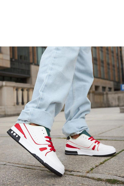   Biało-Czerwone buty z zielonym językiem Archie - Solea 