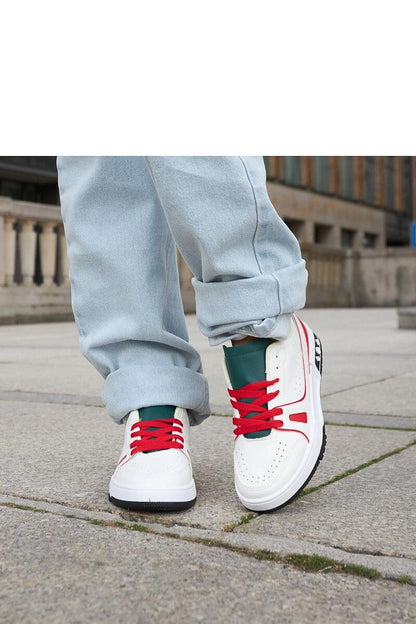   Biało-Czerwone buty z zielonym językiem Archie - Solea 