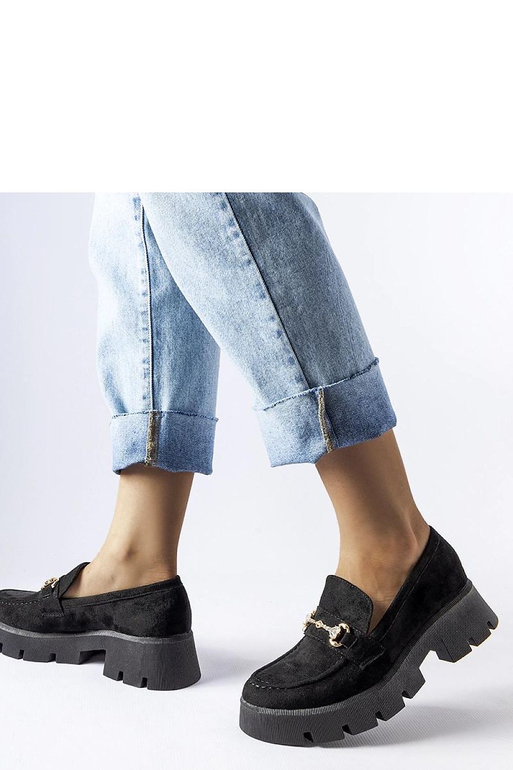   Czarne mokasyny z klamerką i cyrkoniami Gaiola - Solea 