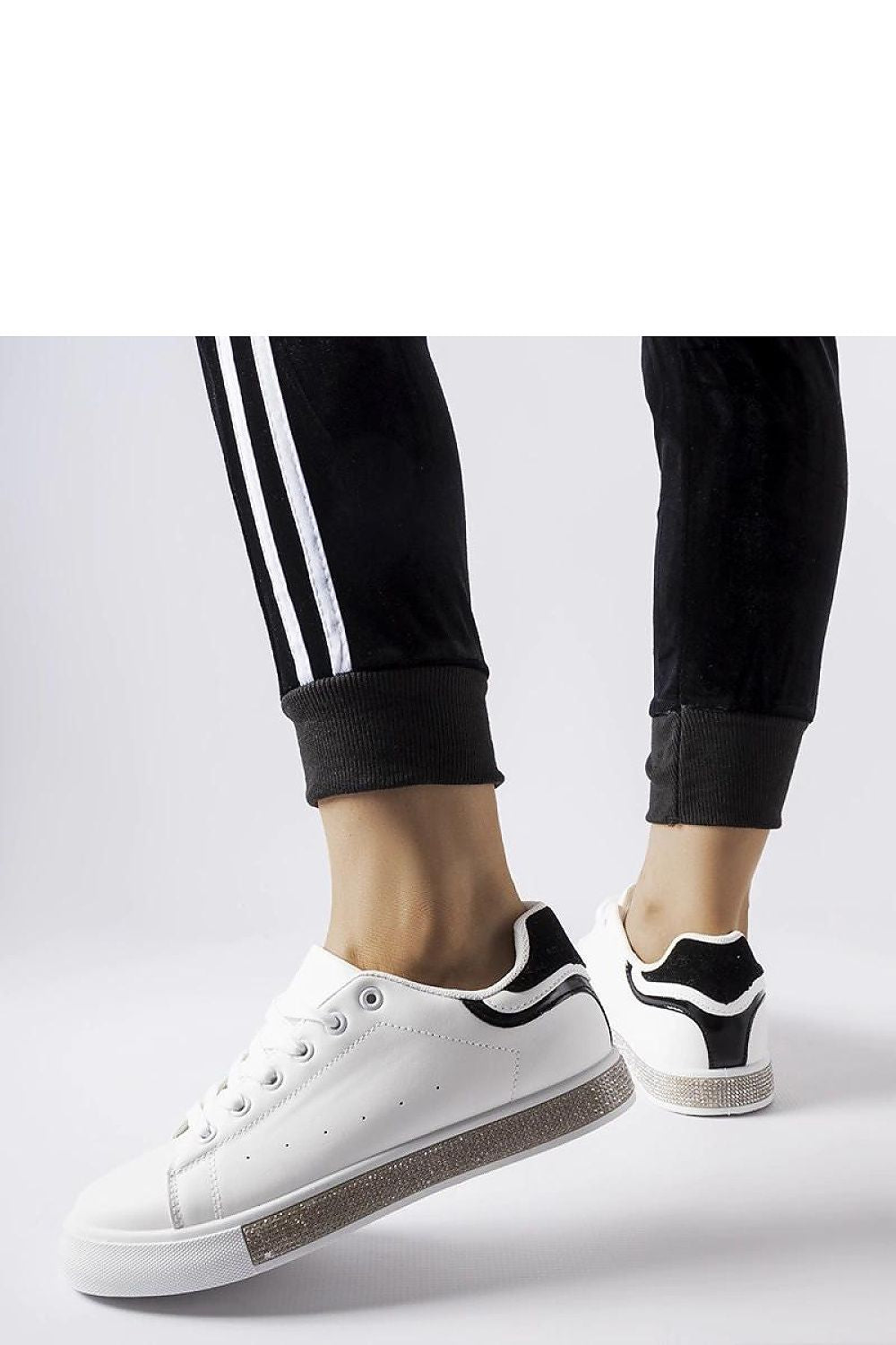   Biało-czarne sneakersy z cyrkoniami Dina - Solea 