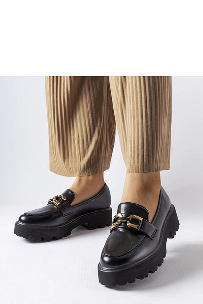   Czarne damskie mokasyny zdobione klamrą Piazzo - Solea 