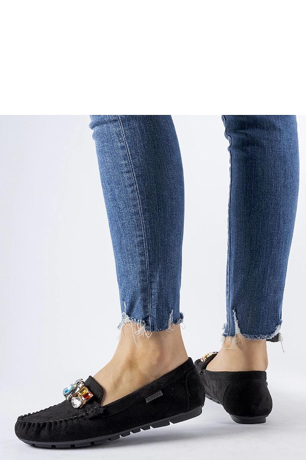   Czarne mokasyny z ozdobnymi błyskotkami Fusco - Solea 