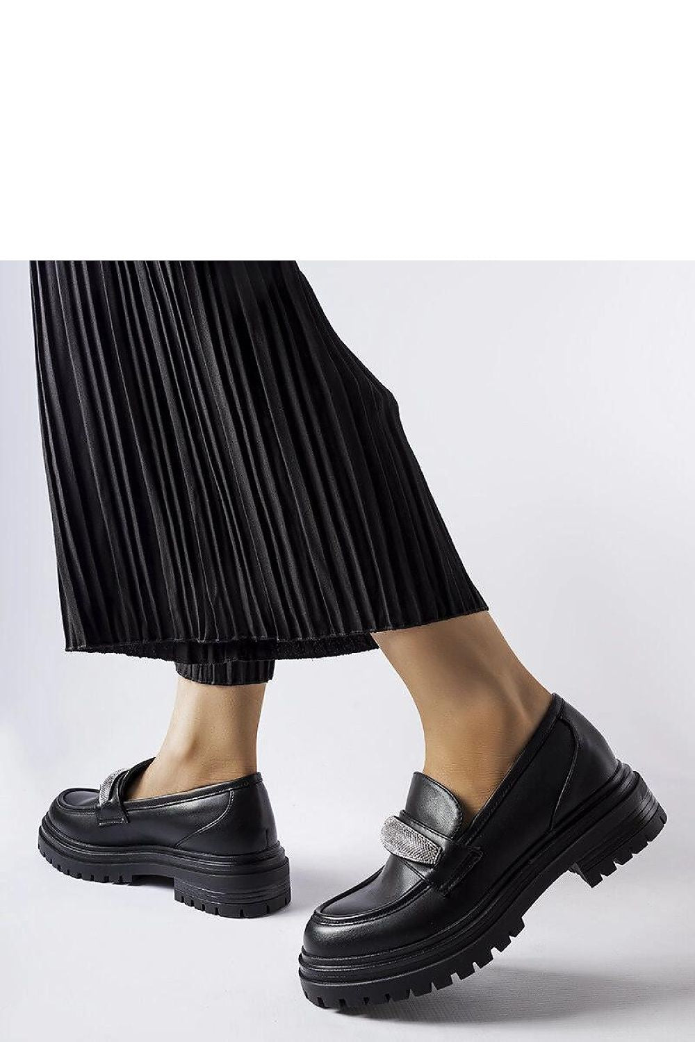   Czarne mokasyny z cyrkoniami Hartford - Solea 