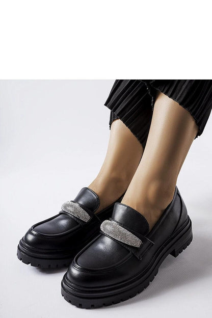   Czarne mokasyny z cyrkoniami Hartford - Solea 