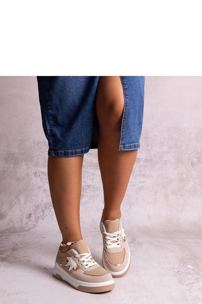   Beżowe sneakersy z lustrzaną wstawką Kollins - Solea 