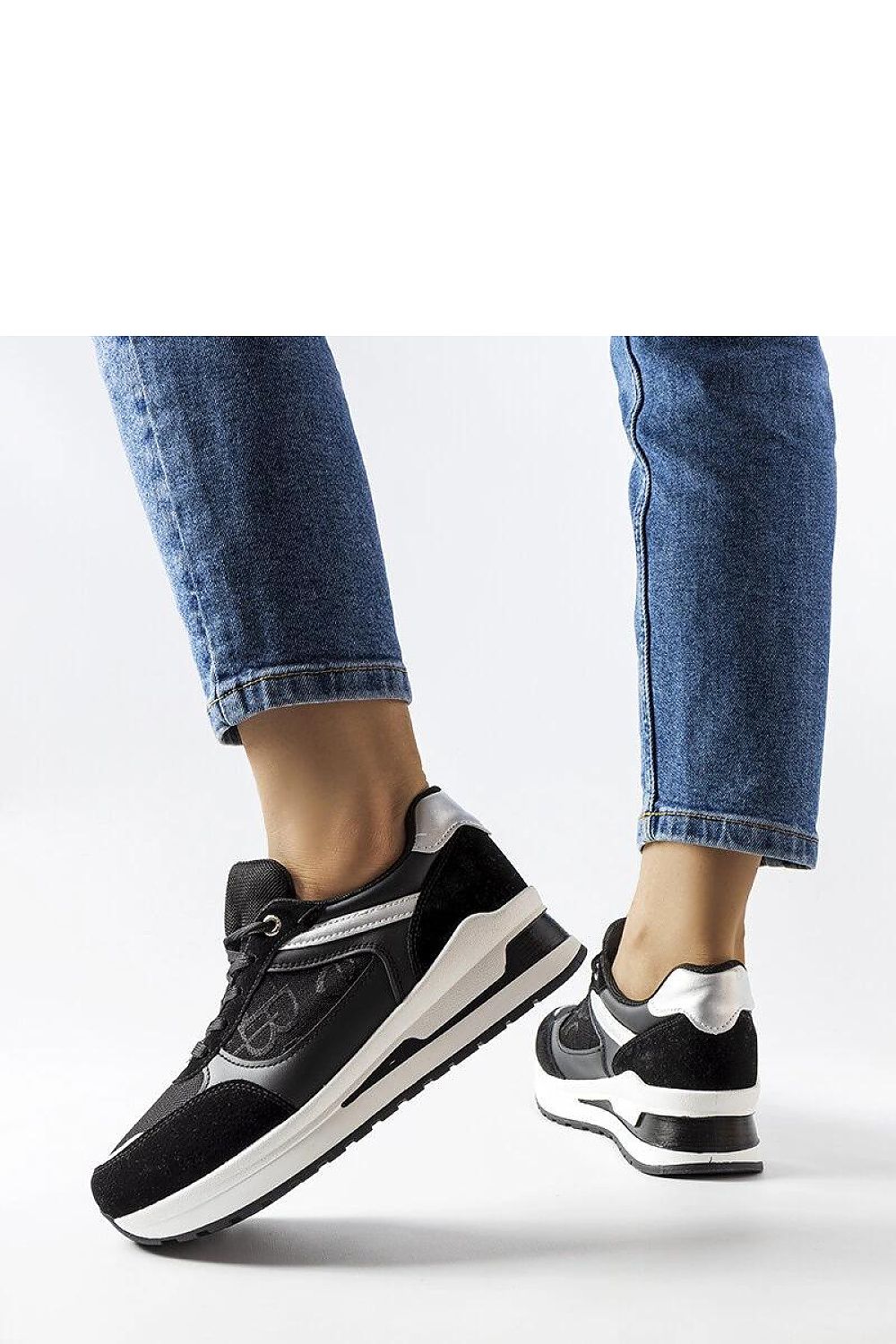   Czarne sneakersy ze wstawką Genovesee - Solea 