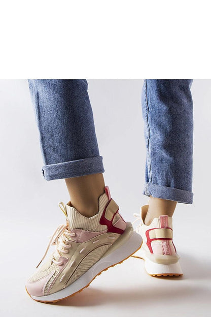   Beżowo-różowe materiałowe sneakersy Begins - Solea 