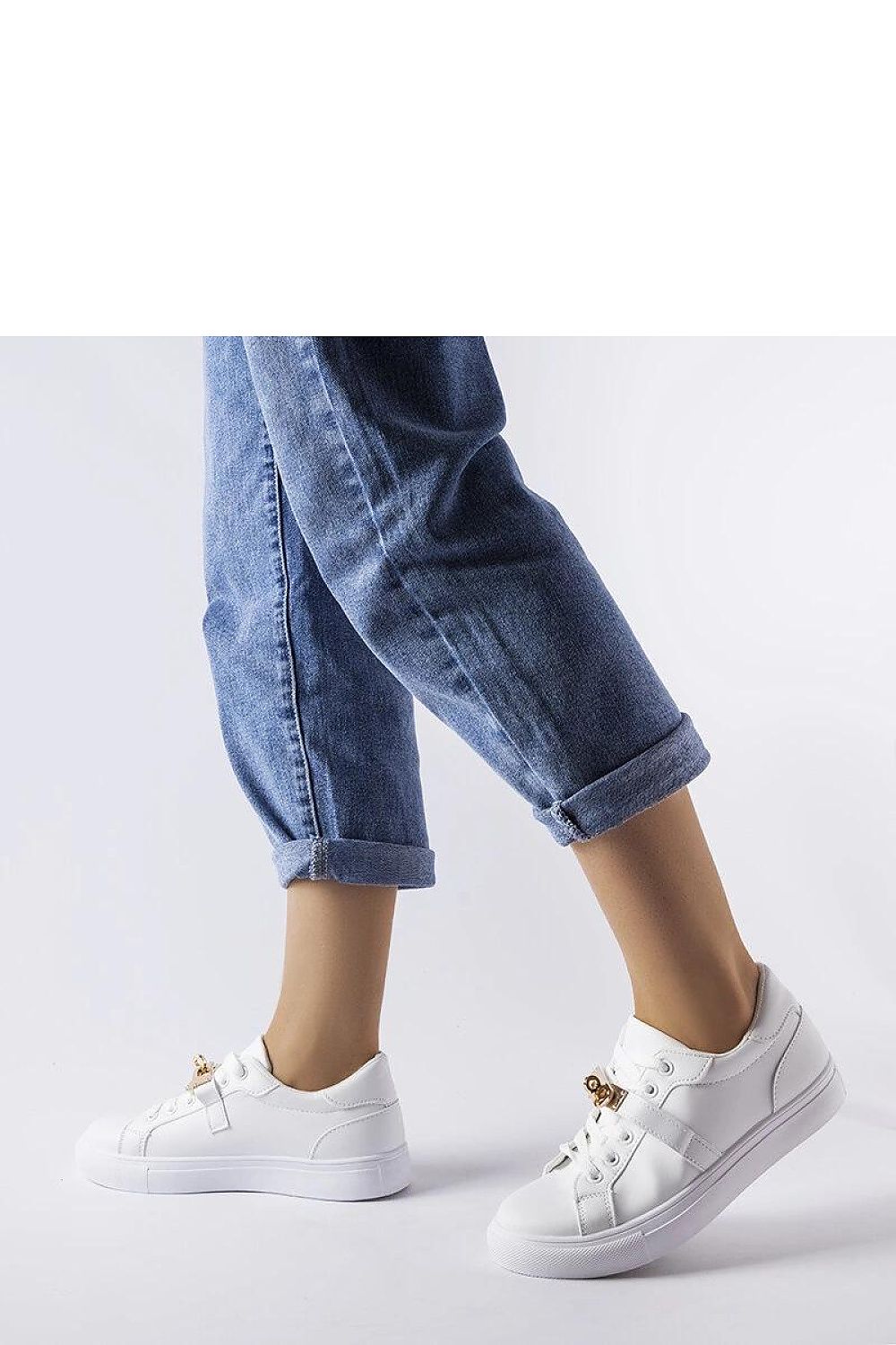   Białe tenisówki ze złotym akcentem Letteria - Solea 