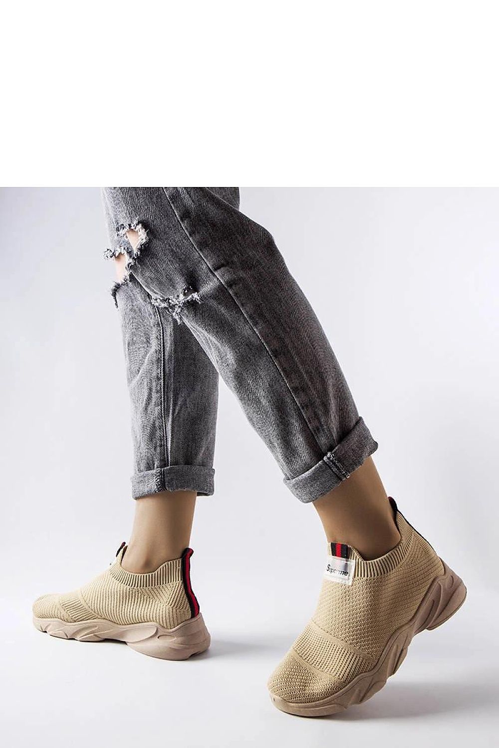   Ciemnobeżowe wsuwane buty sportowe damskie Greco - Solea 