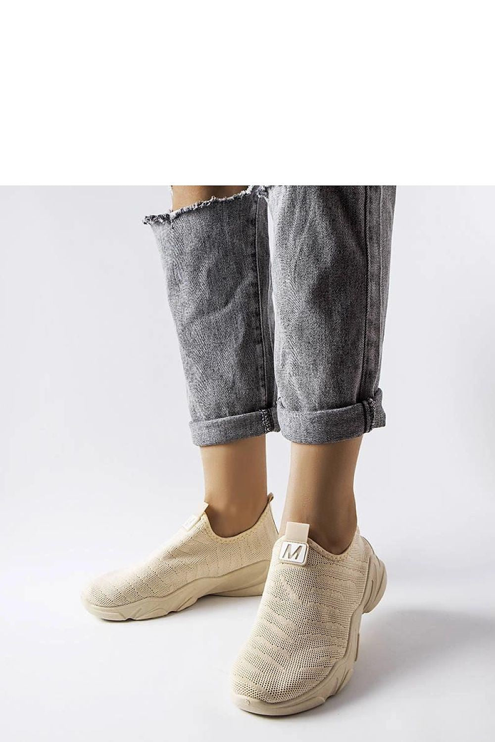   Beżowe materiałowe buty sportowe damskie Aaron - Solea 