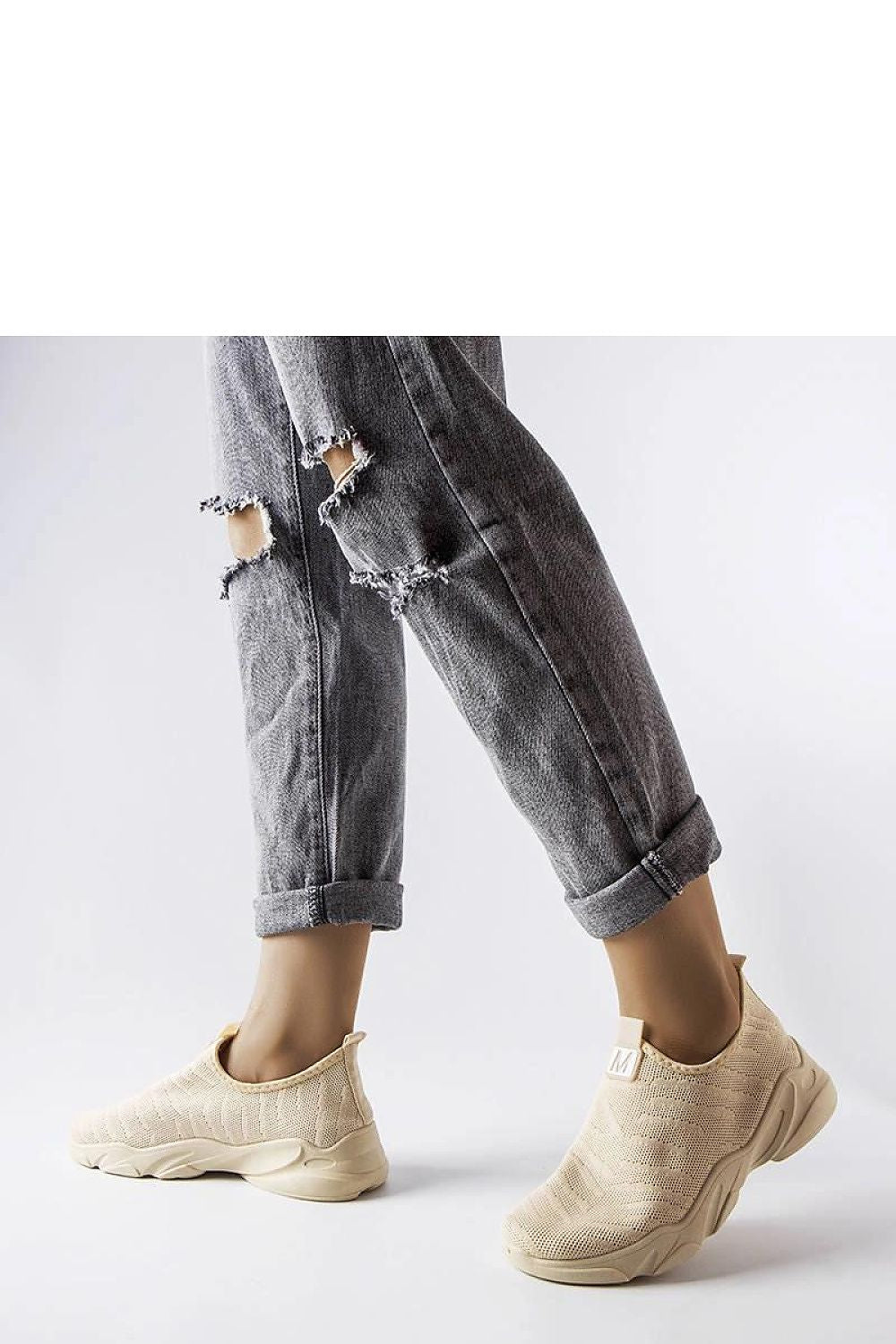   Beżowe materiałowe buty sportowe damskie Aaron - Solea 