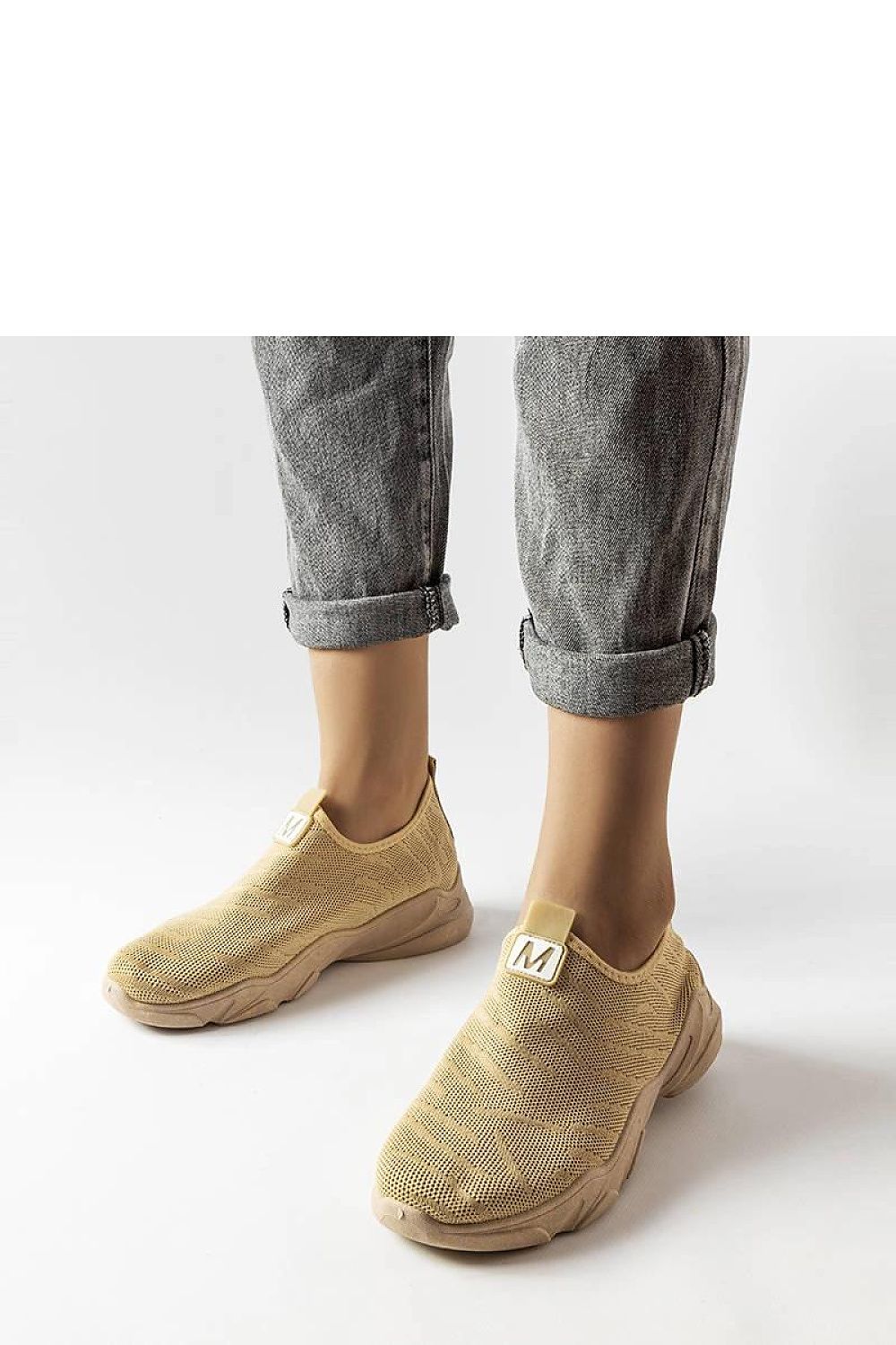   Ciemnobeżowe materiałowe buty sportowe damskie Aaron - Solea 