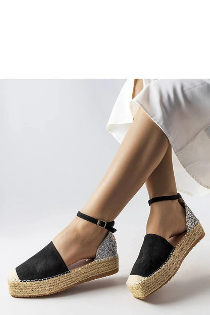   Czarne espadryle z brokatową wstawką Myasia - Solea 