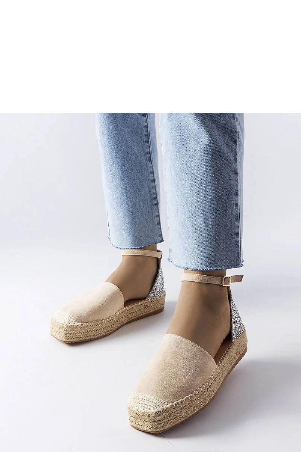   Beżowe espadryle z brokatową wstawką Myasia - Solea 