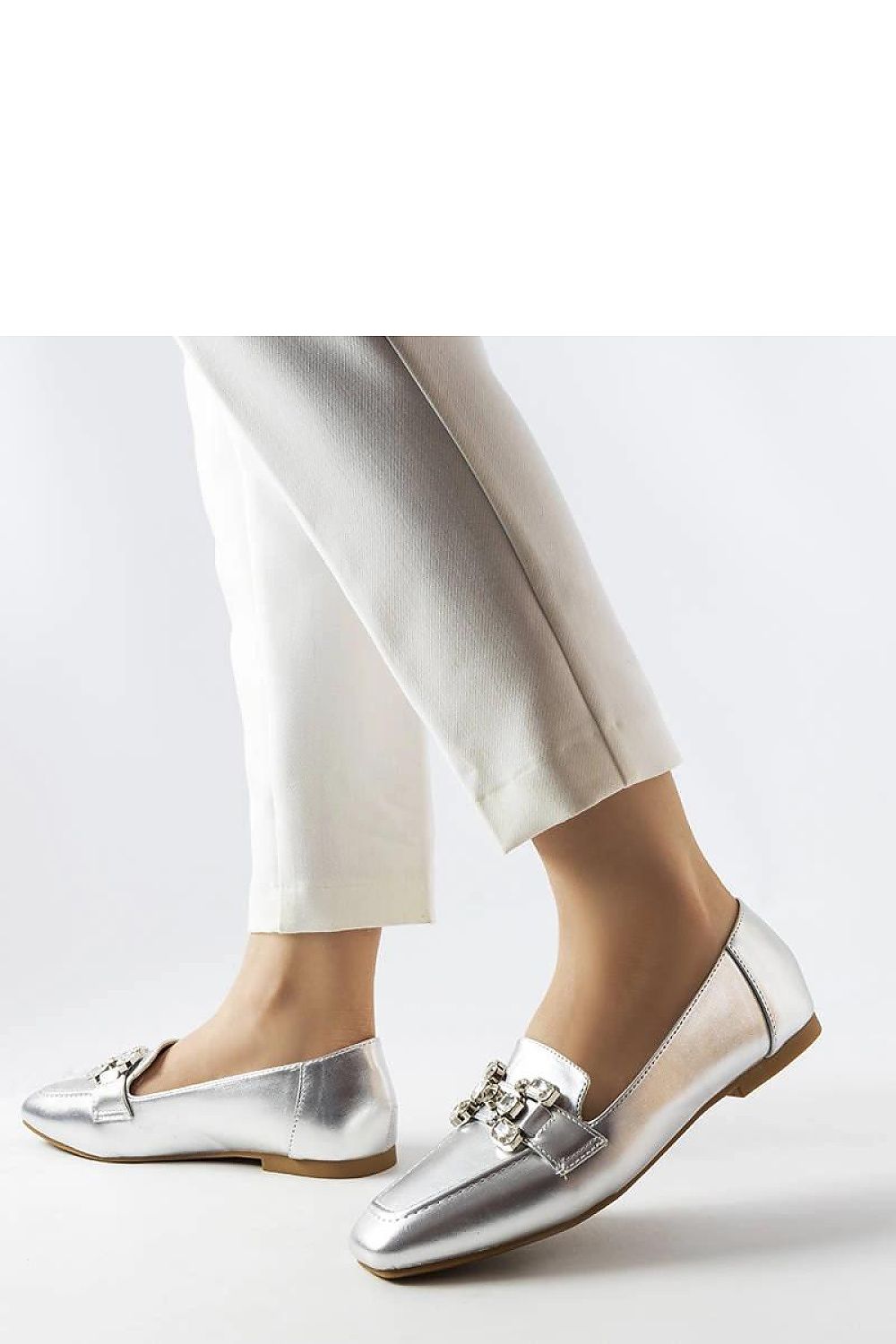   Srebrne mokasyny z cyrkoniami Marechal - Solea 