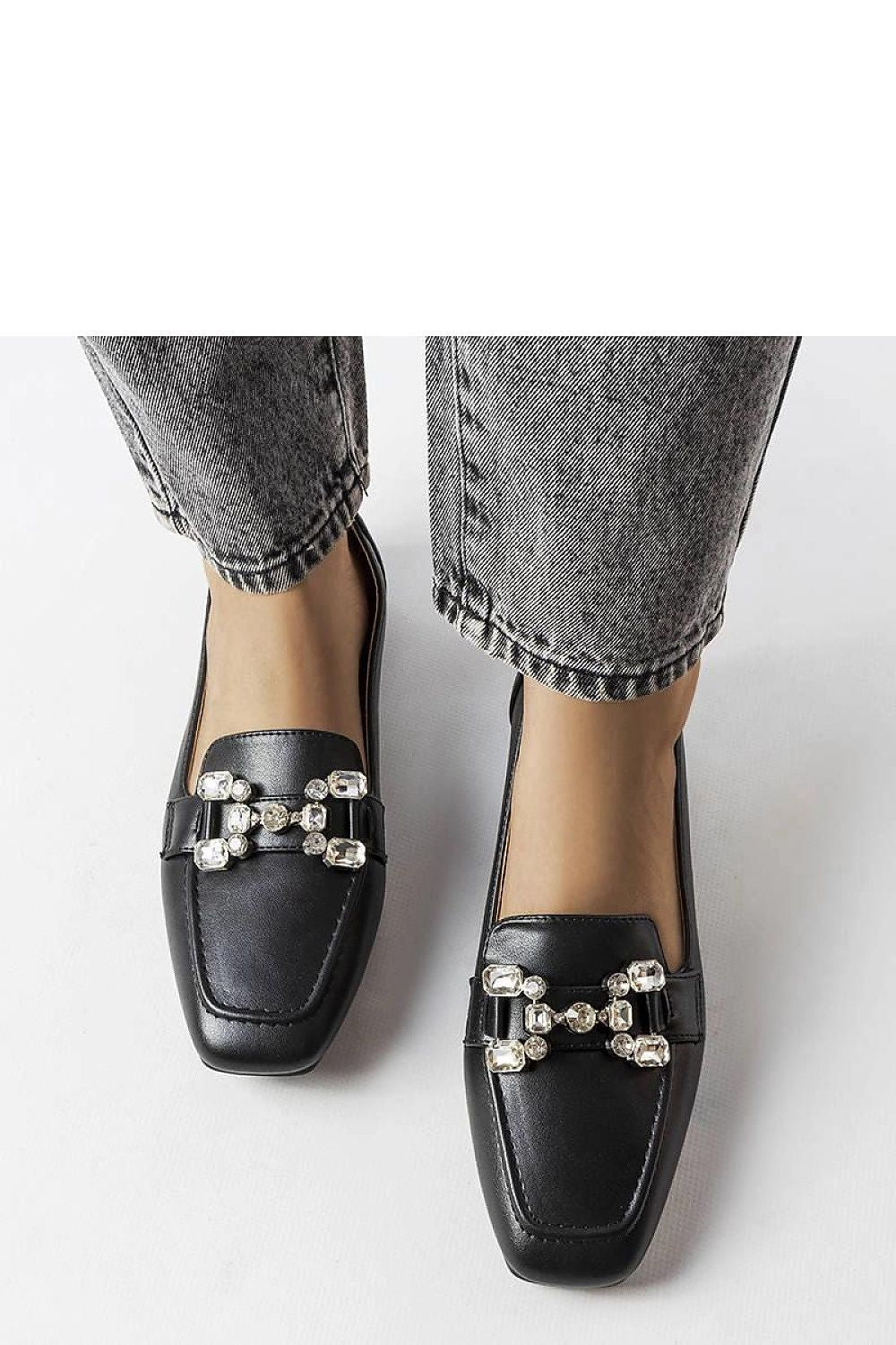   Czarne mokasyny z cyrkoniami Marechal - Solea 