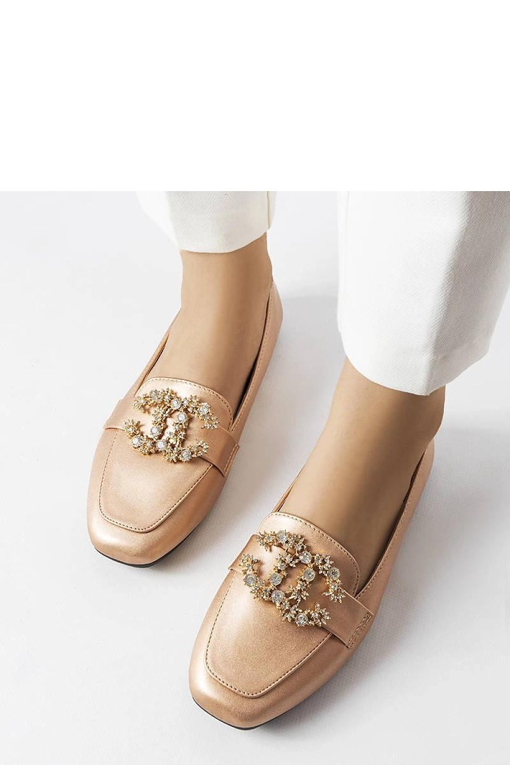   Złote mokasyny z cyrkoniami Neuer - Solea 