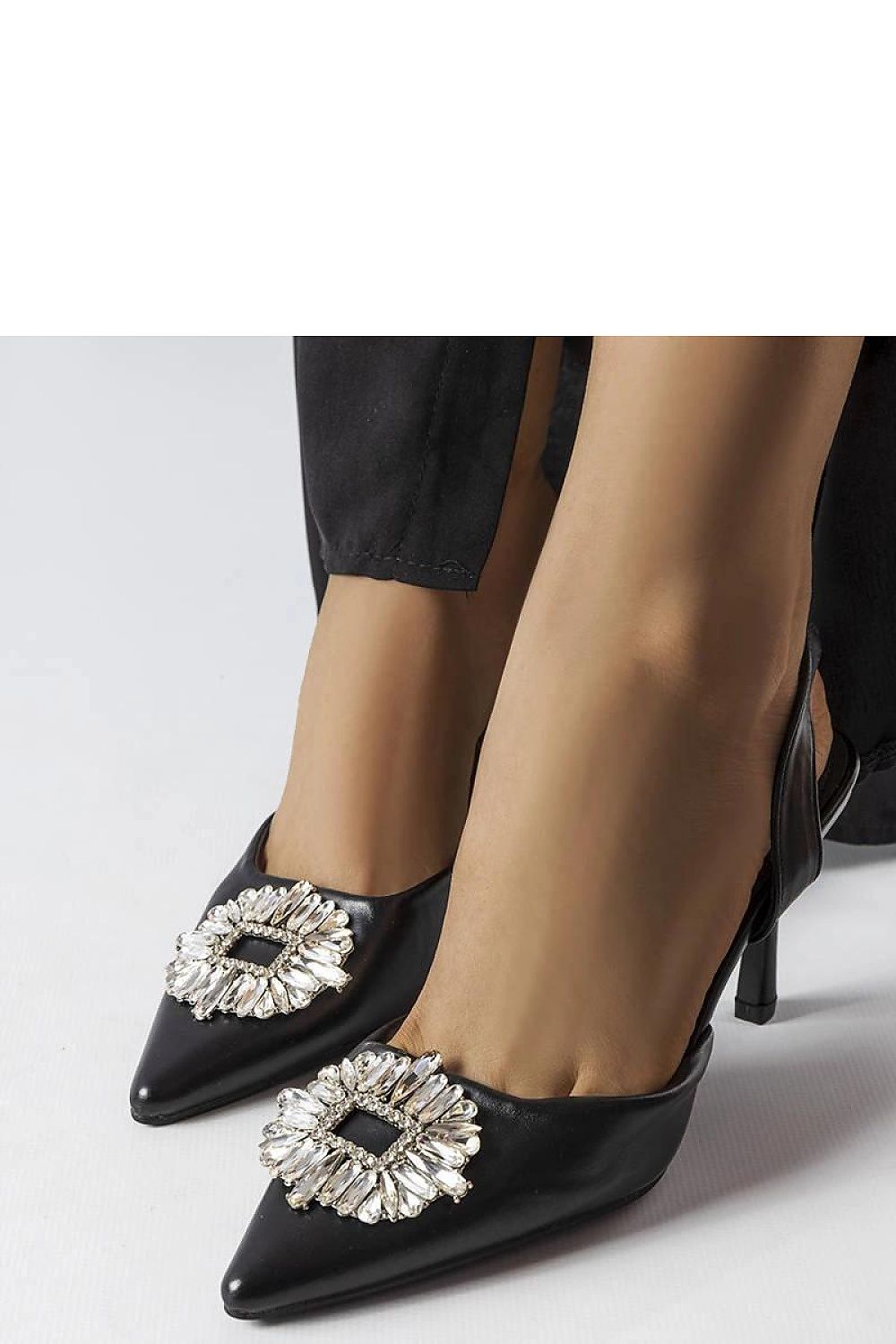   Czarne szpilki z cyrkoniami Mo?se - Solea 