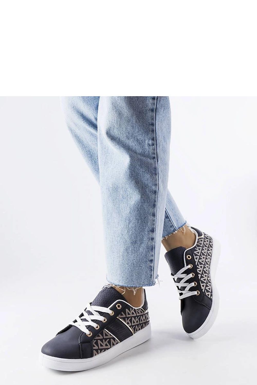   Granatowe sneakersy zdobione monogramem Bolduc - Solea 