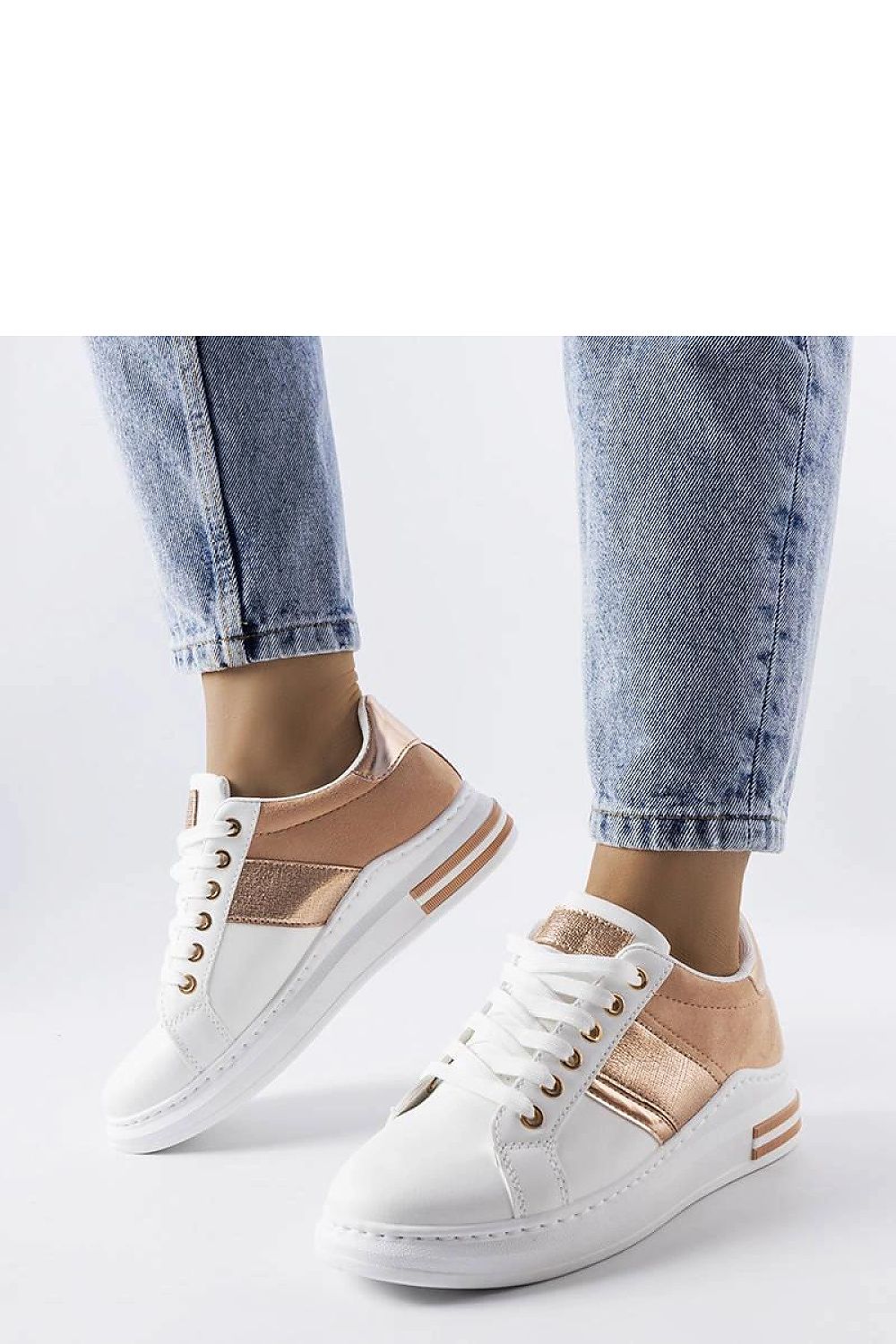   Białe sneakersy z różowymi wstawkami Deans - Solea 