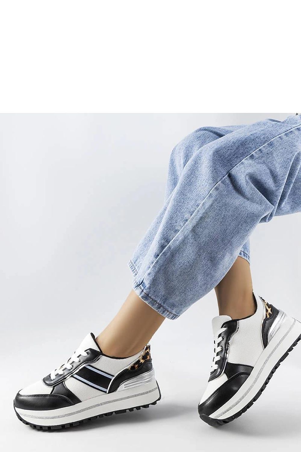   Czarne sneakersy z brokatowymi wstawlami Lang - Solea 