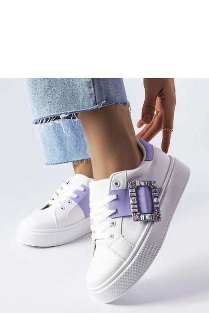   Białe sneakersy zdobione fioletową klamerką Ike - Solea 