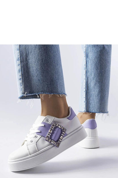   Białe sneakersy zdobione fioletową klamerką Ike - Solea 