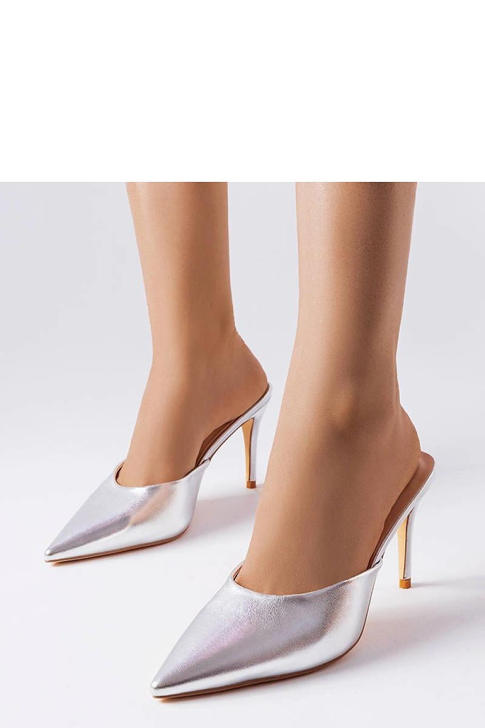   Srebrne klapki na szpilce Drainer - Solea 