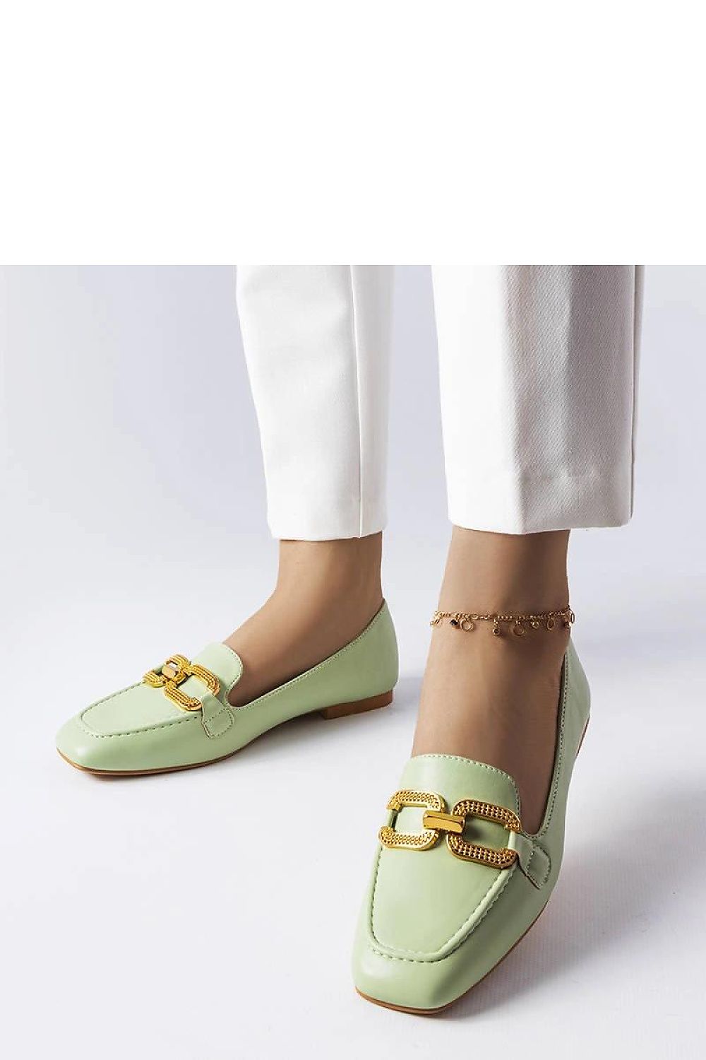   Zielone mokasyny z klamerką Rousseau - Solea 