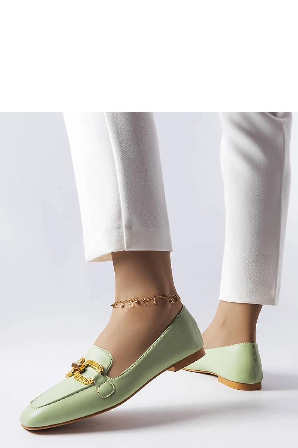   Zielone mokasyny z klamerką Rousseau - Solea 