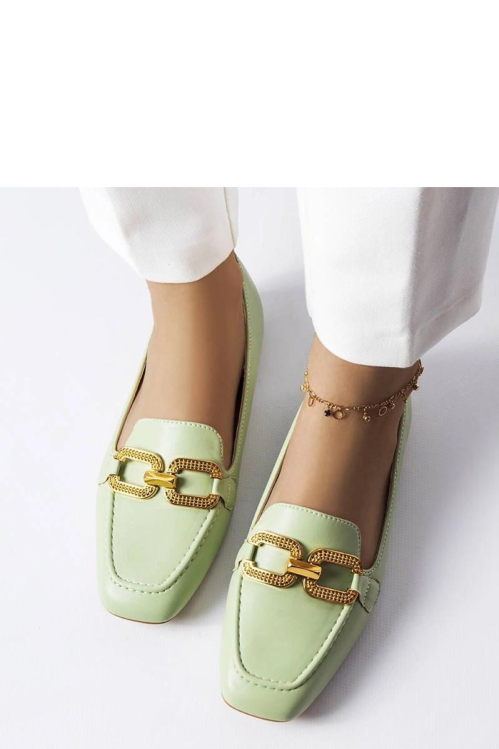   Zielone mokasyny z klamerką Rousseau - Solea 