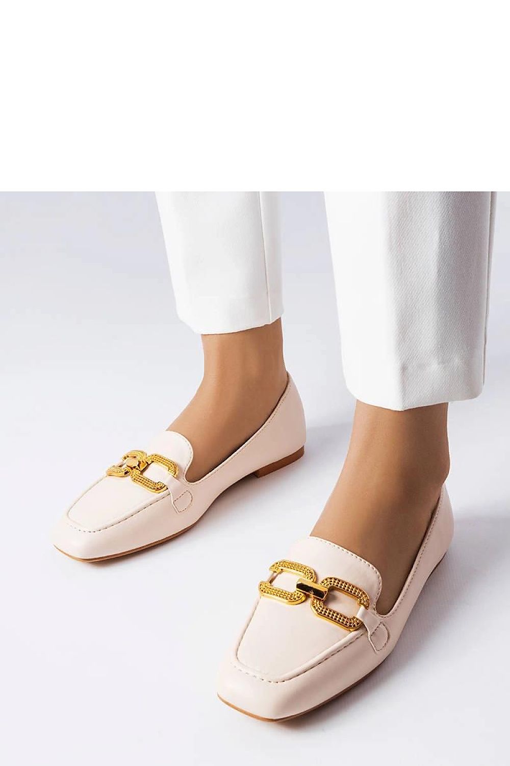   Beżowe mokasyny z klamerką Rousseau - Solea 