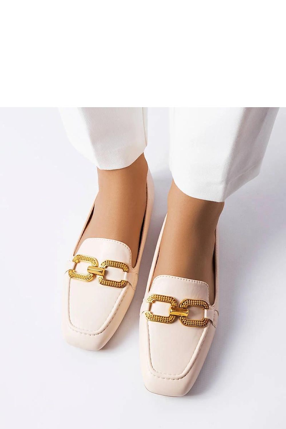   Beżowe mokasyny z klamerką Rousseau - Solea 