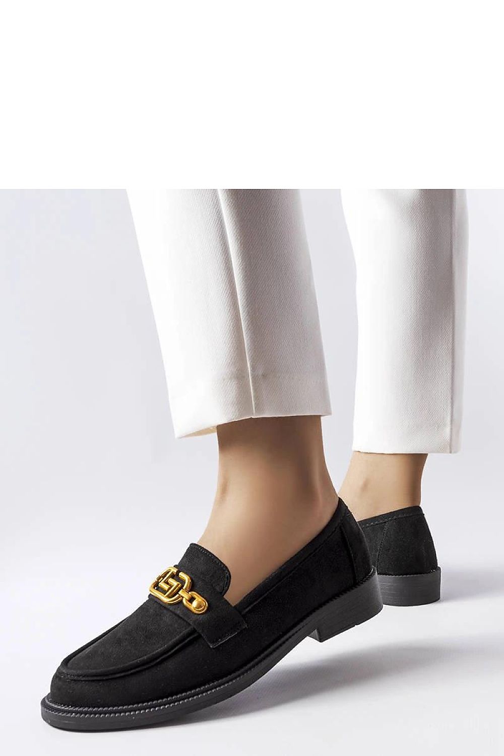   Czarne eleganckie mokasyny z ozdobą Ouellet - Solea 