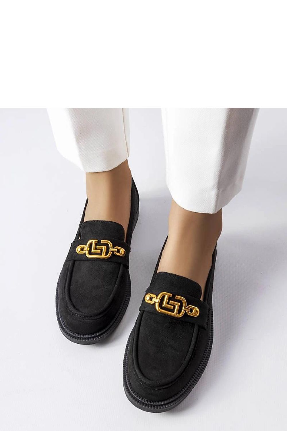   Czarne eleganckie mokasyny z ozdobą Ouellet - Solea 