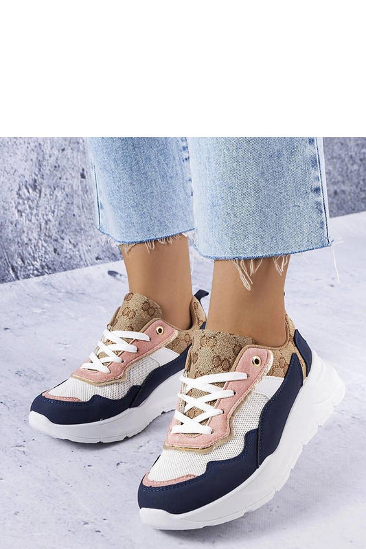   Granatowe sneakersy ze złotym wstawkami Lebrun - Solea 