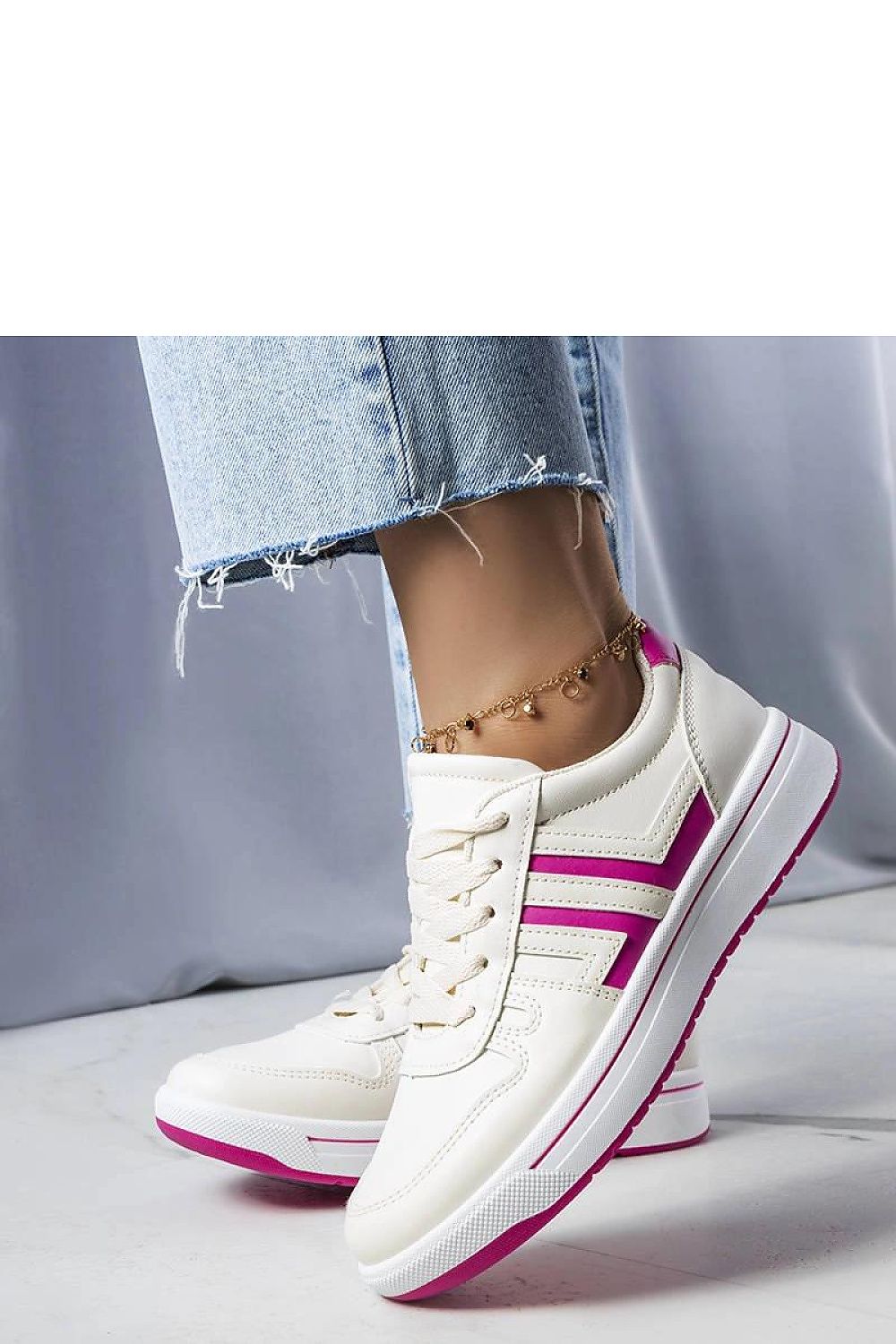   Kremowe sneakersy z różowymi wstawkami Olympia - Solea 