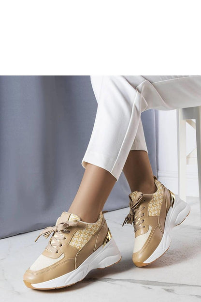   Beżowe sneakersy zdobione monogramem Lora - Solea 