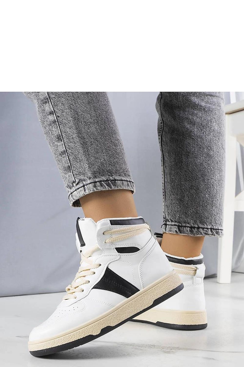   Biało-czarne sneakersy za kostkę Robin - Solea 