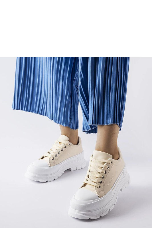   Beżowe trampki na wysokiej platformie Kari - Solea 