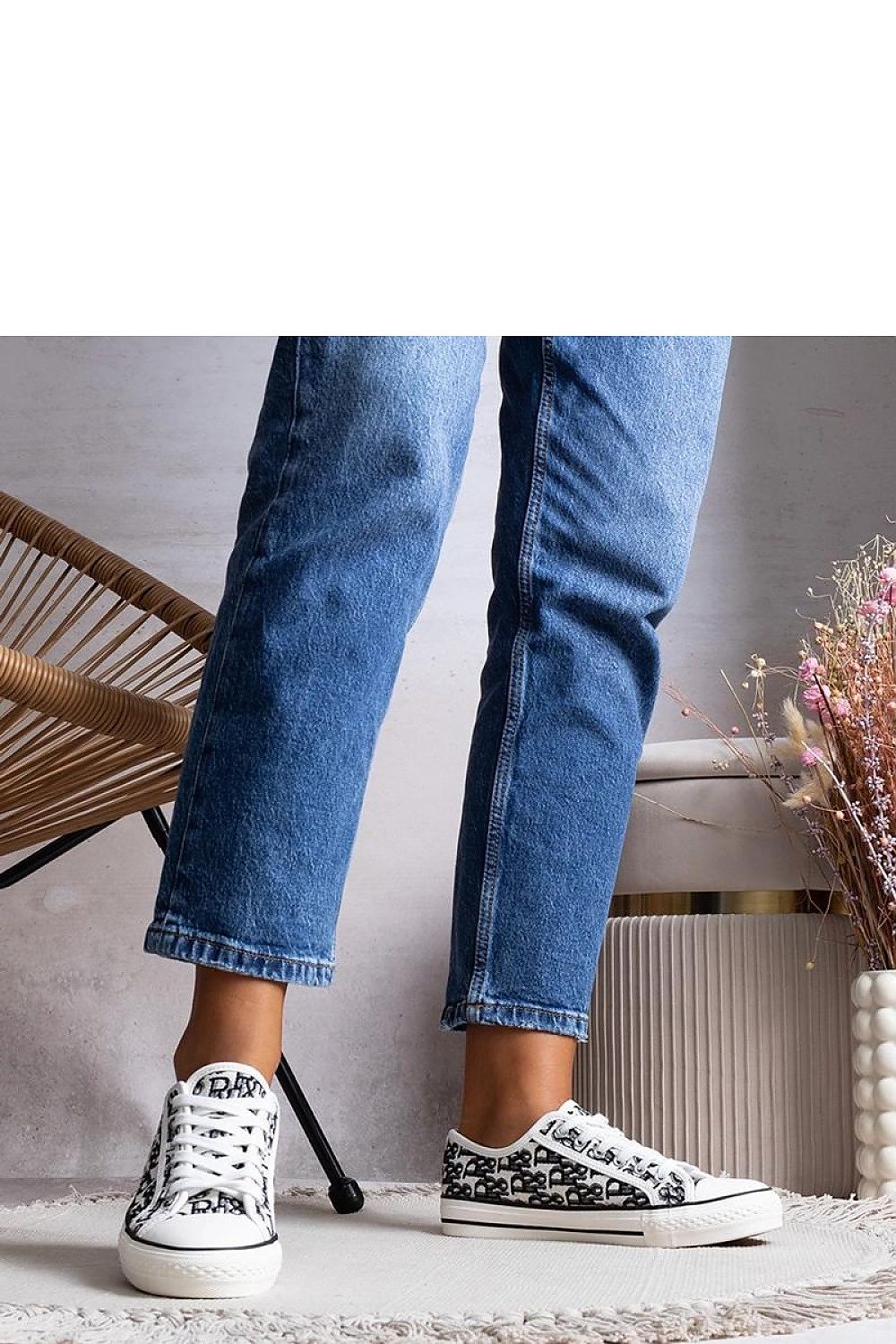   Biało czarne trampki damskie Rimmie - Solea 