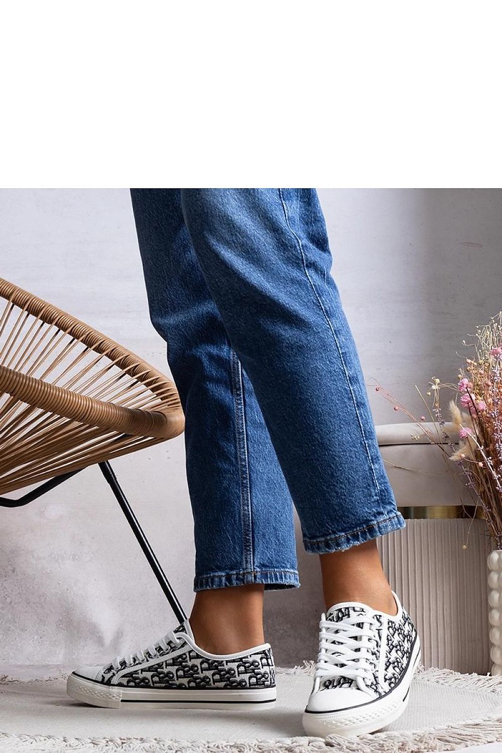   Biało czarne trampki damskie Rimmie - Solea 