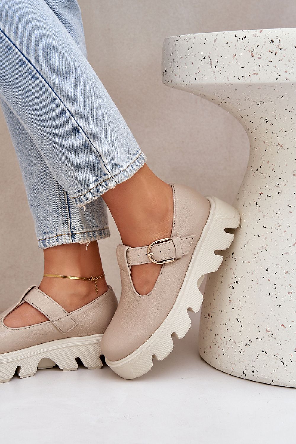   Półbuty Model Zazoo 20183 Beige - Step in style 