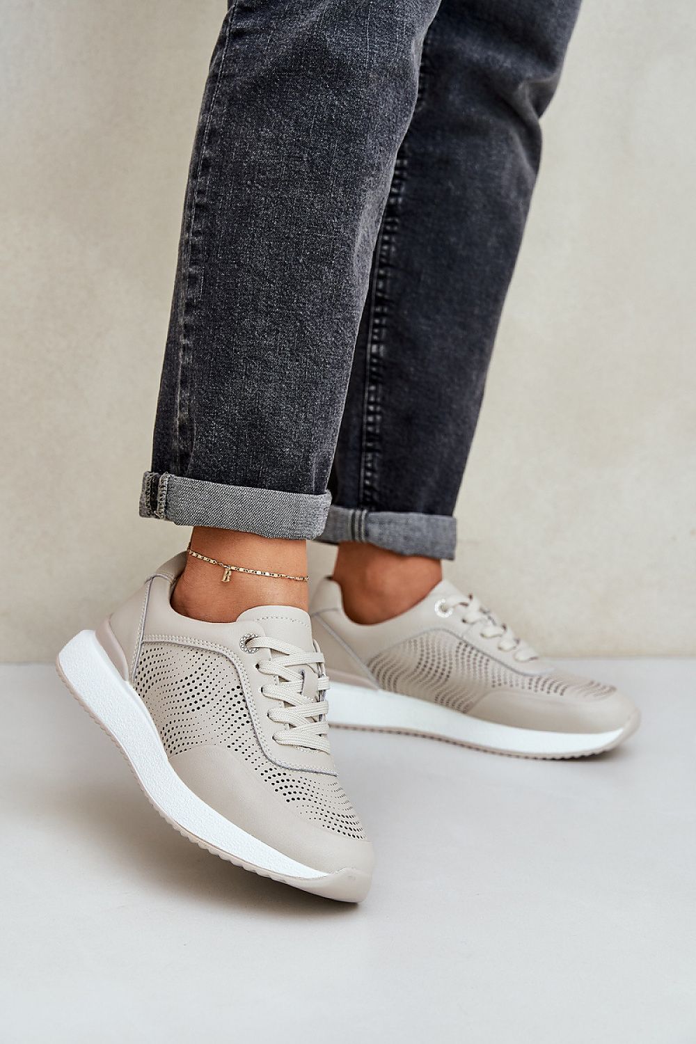   Buty Sportowe Model S.Barski LR51-551 Beige - Step in style 