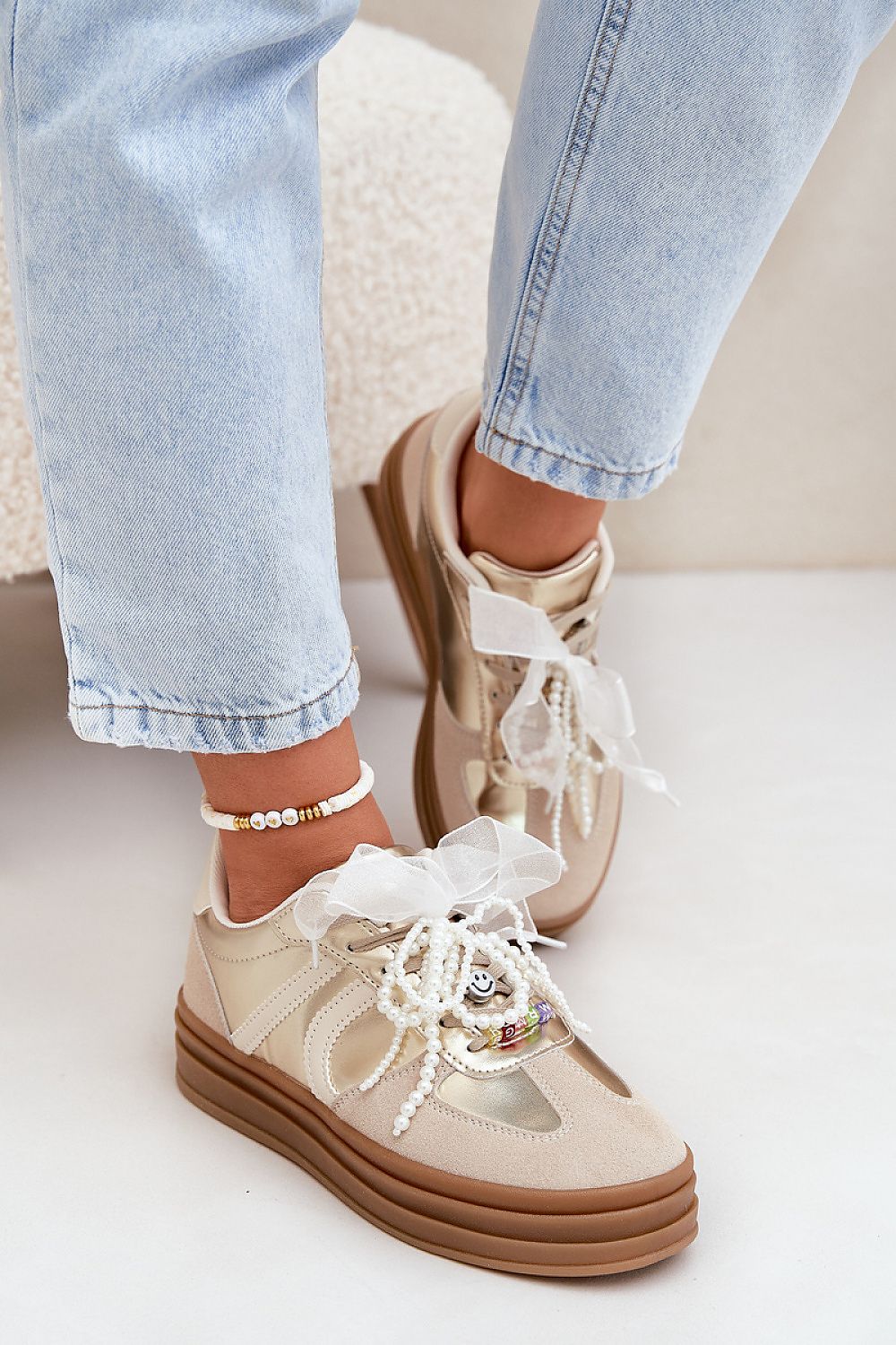   Buty Sportowe Model Vinness C3033 Beige/Gold - Step in style 